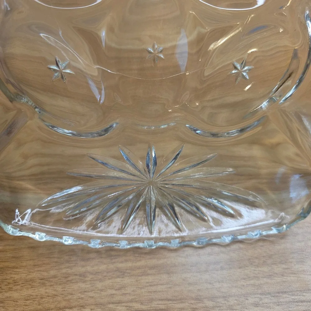 1960's Anchor Hocking Glass Early American Prescut Relish Deviled Egg Plate 12